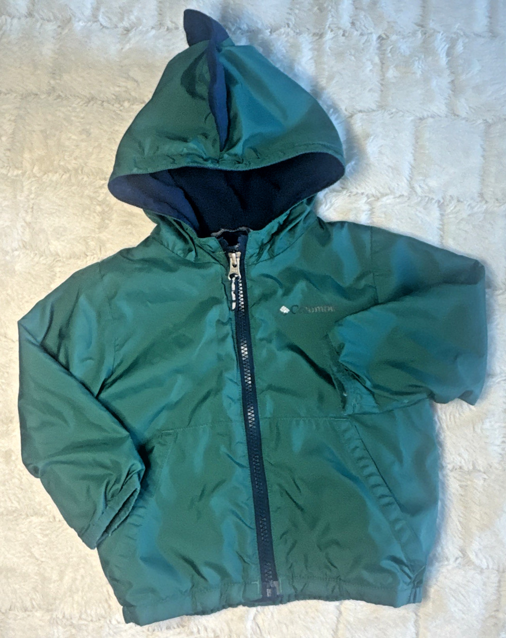 COLUMBIA Kitterwibbit Green Dinosaur Hooded Jacket Full Zip Toddler 18-24 Months